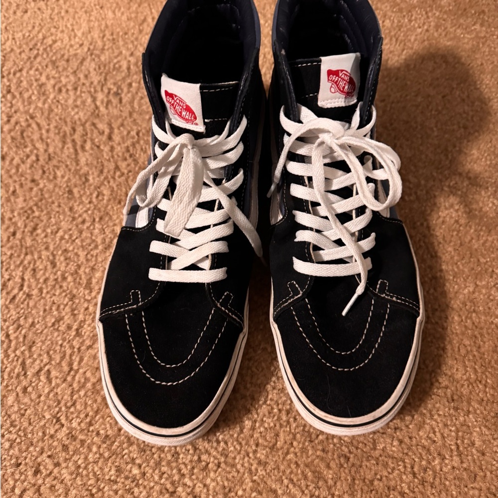 Vans Blue and White High-Top Sneakers